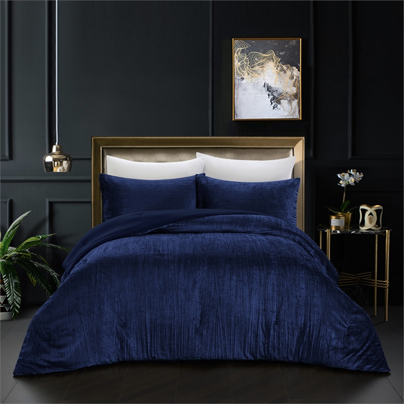 Posh Living Deklin 3pc Full/Queen Comforter Set Navy