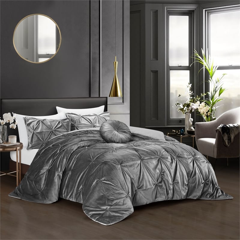 Posh Living Baxter 5pc Full/Queen Comforter Set Grey