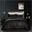 Posh Living Deklin 3pc Full/Queen Comforter Set Black