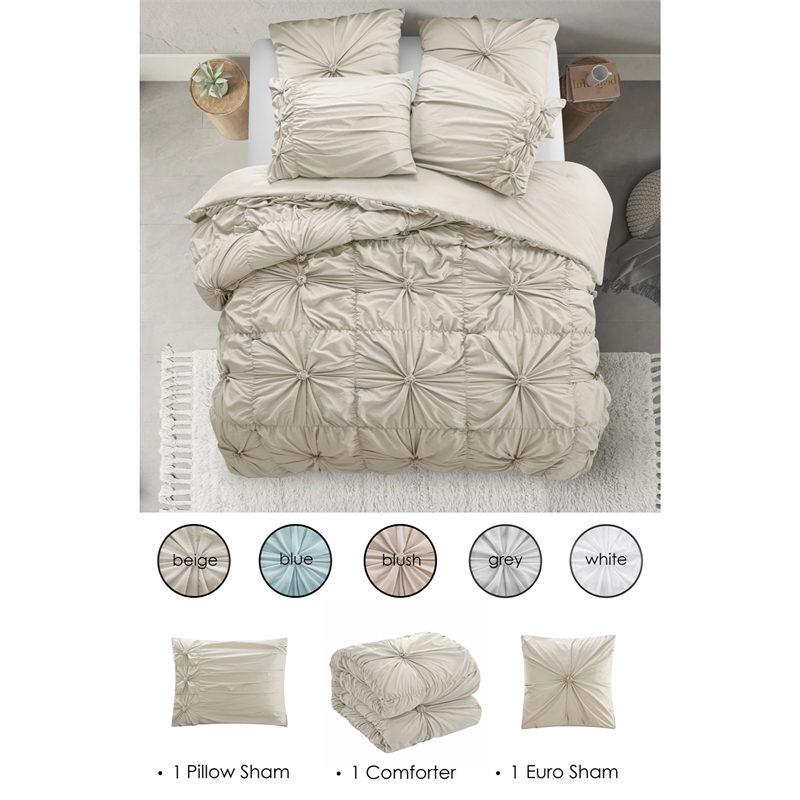 Posh Living Arissa 3pc Twin/Twin XL Comforter Set Beige