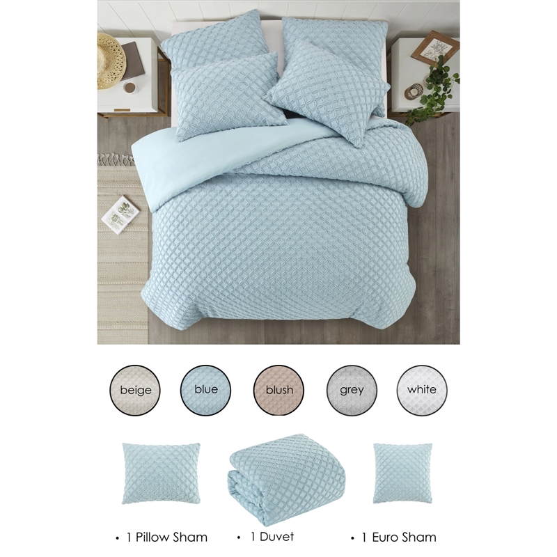 Posh Living Nika 3pc Twin/Twin XL Duvet Set Blue