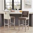 Posh Living Preslie Leather PU/Linen Barstool (Set of 2) Brown