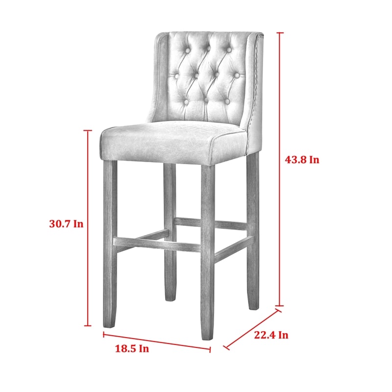 Posh Living Preslie Leather PU/Linen Barstool (Set of 2) Brown