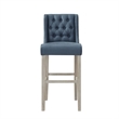 Posh Living Preslie Leather PU/Linen Barstool (Set of 2) Navy
