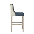 Posh Living Preslie Leather PU/Linen Barstool (Set of 2) Navy