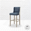 Posh Living Preslie Leather PU/Linen Barstool (Set of 2) Navy