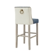 Posh Living Preslie Leather PU/Linen Barstool (Set of 2) Navy