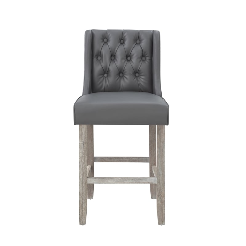 Posh Living Preslie Leather PU Counter Stool (Set of 2) Grey