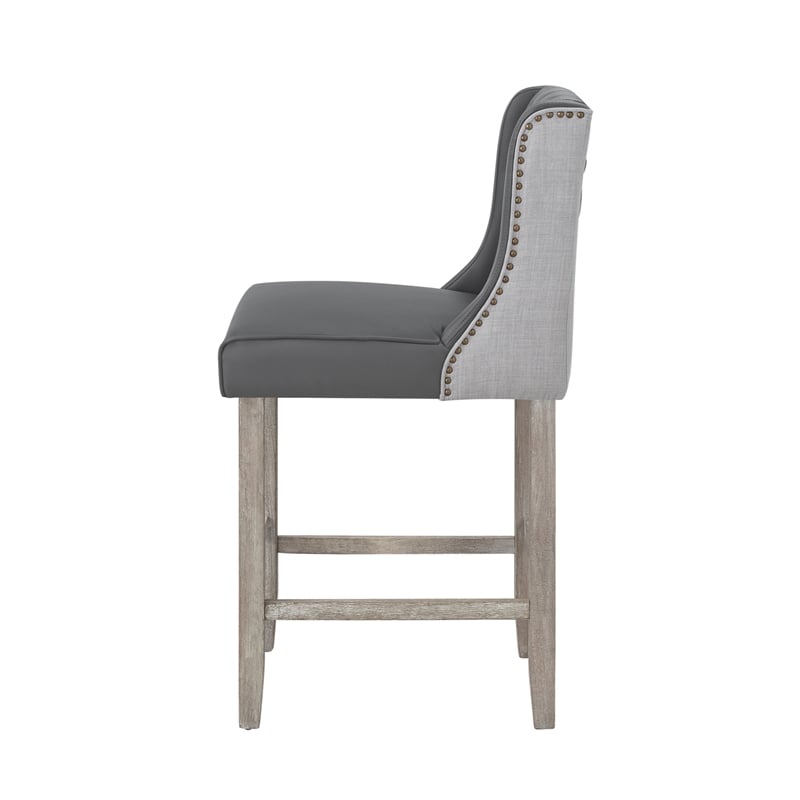 Posh Living Preslie Leather PU Counter Stool (Set of 2) Grey