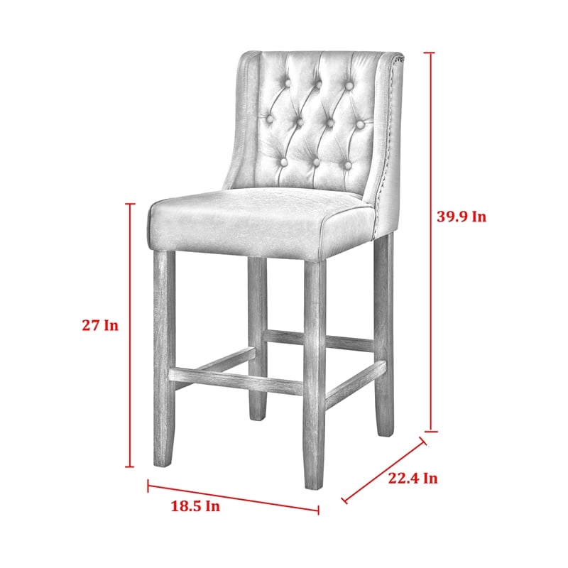 Posh Living Preslie Leather PU Counter Stool (Set of 2) Navy