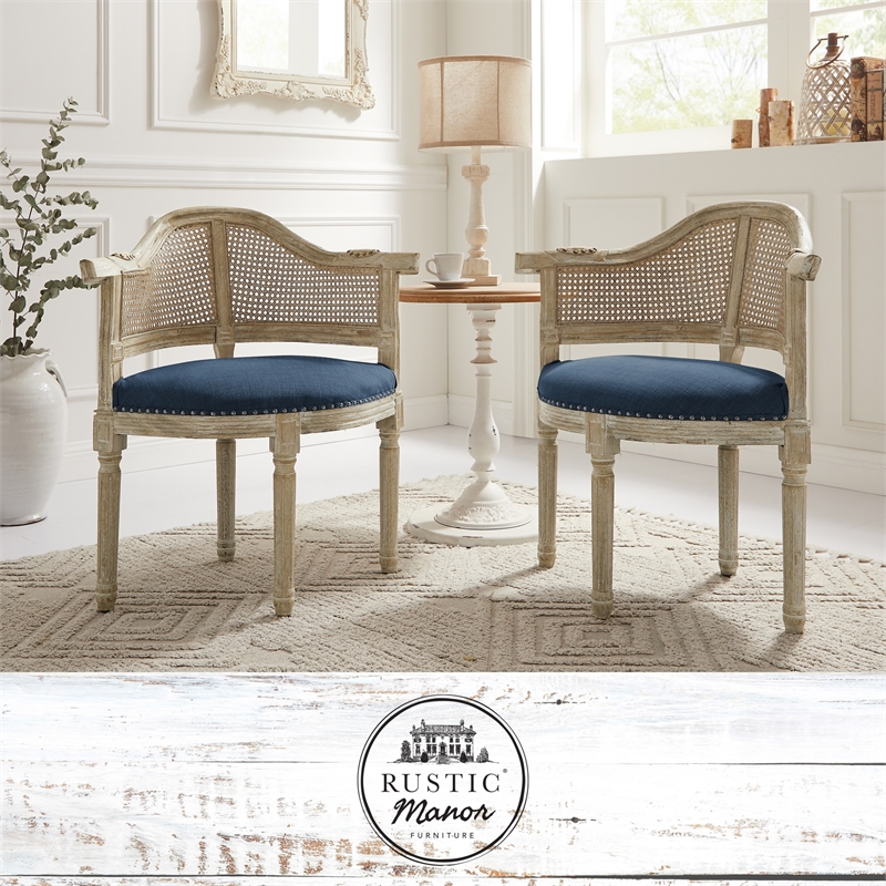 Posh Living Ibraheem Linen Accent Chair Navy