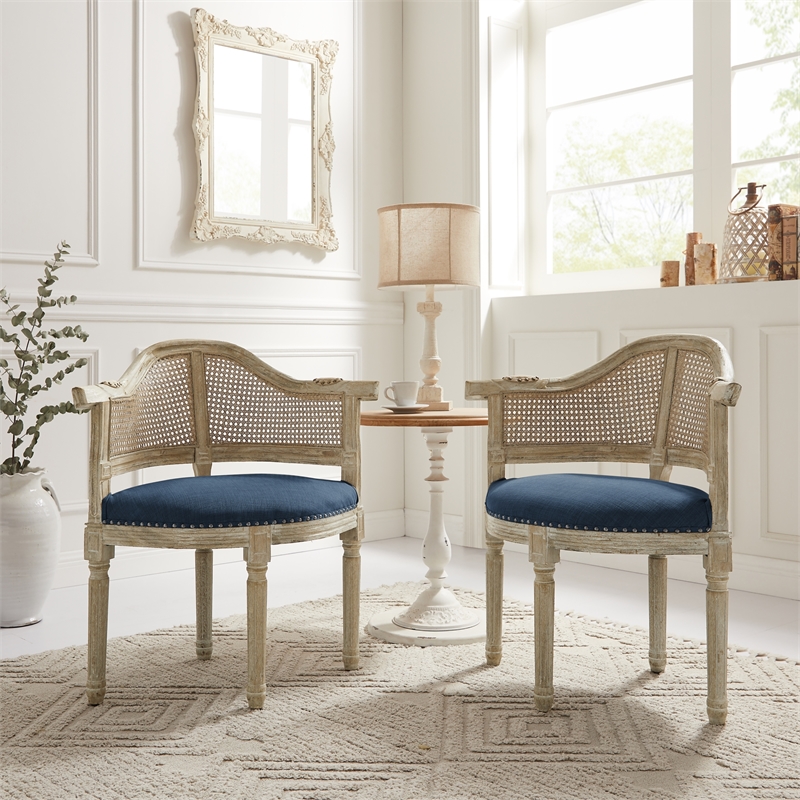 Posh Living Ibraheem Linen Accent Chair Navy
