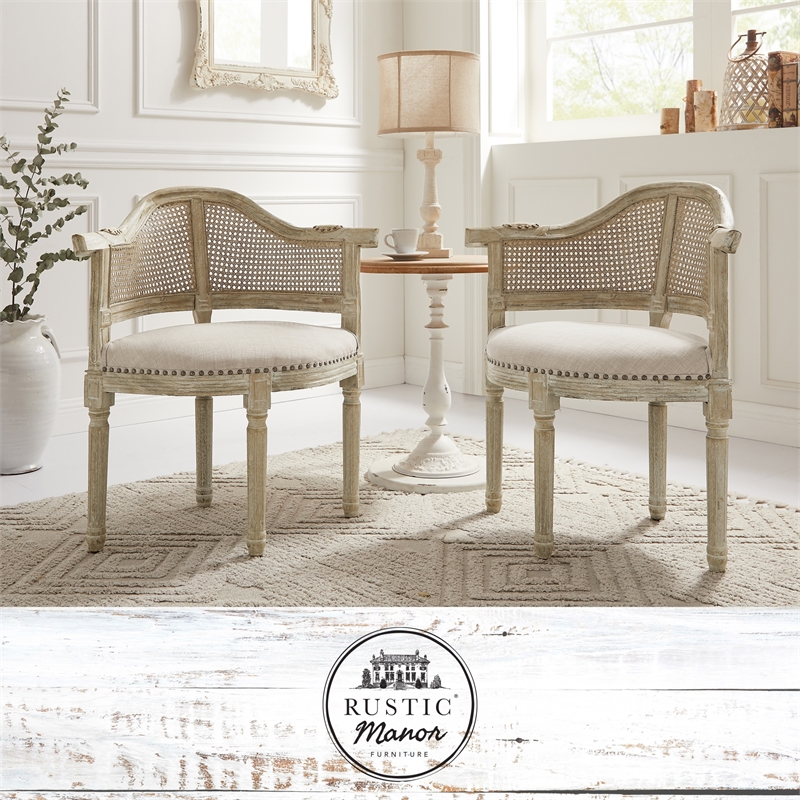 Posh Living Ibraheem Linen Accent Chair Cream White