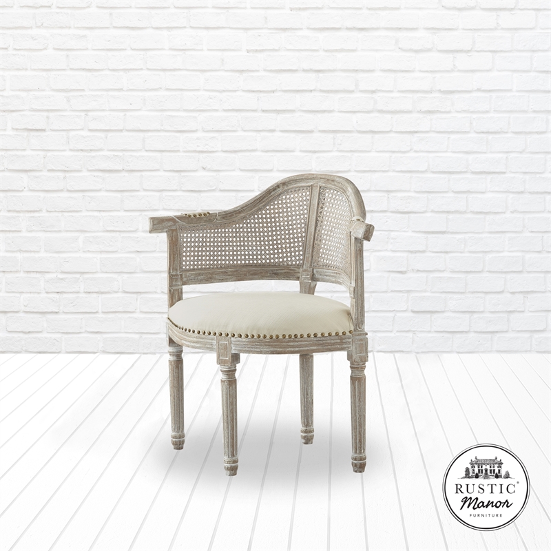 Posh Living Ibraheem Linen Accent Chair Cream White
