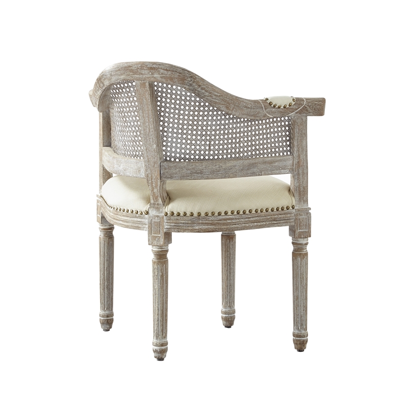 Posh Living Ibraheem Linen Accent Chair Cream White