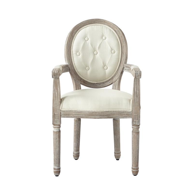 Posh Living Elisheva Linen Dining Chair Cream White