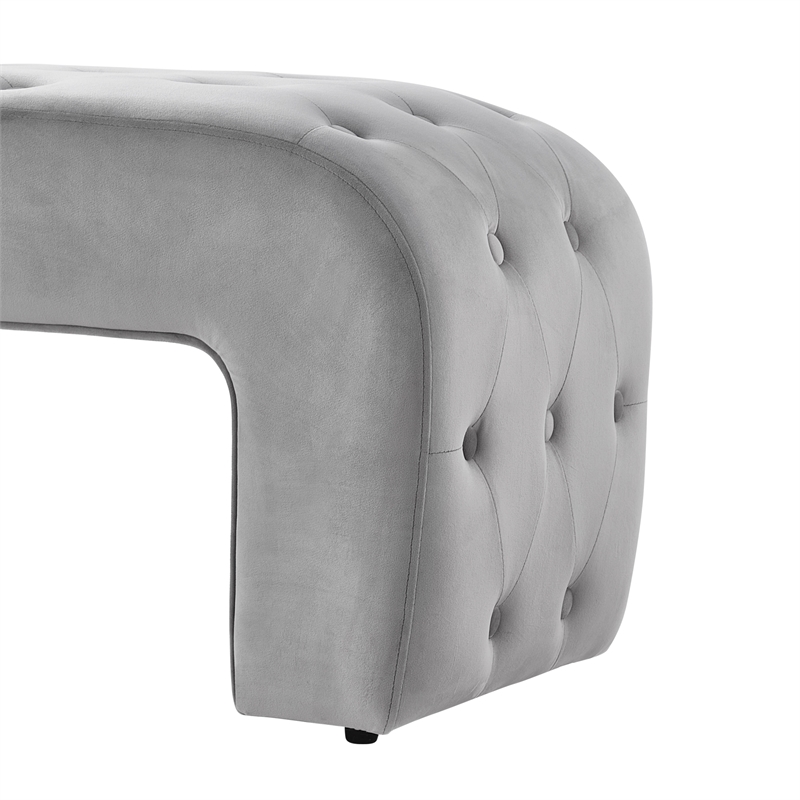 Posh Living Blakelyn Velvet Bench Grey
