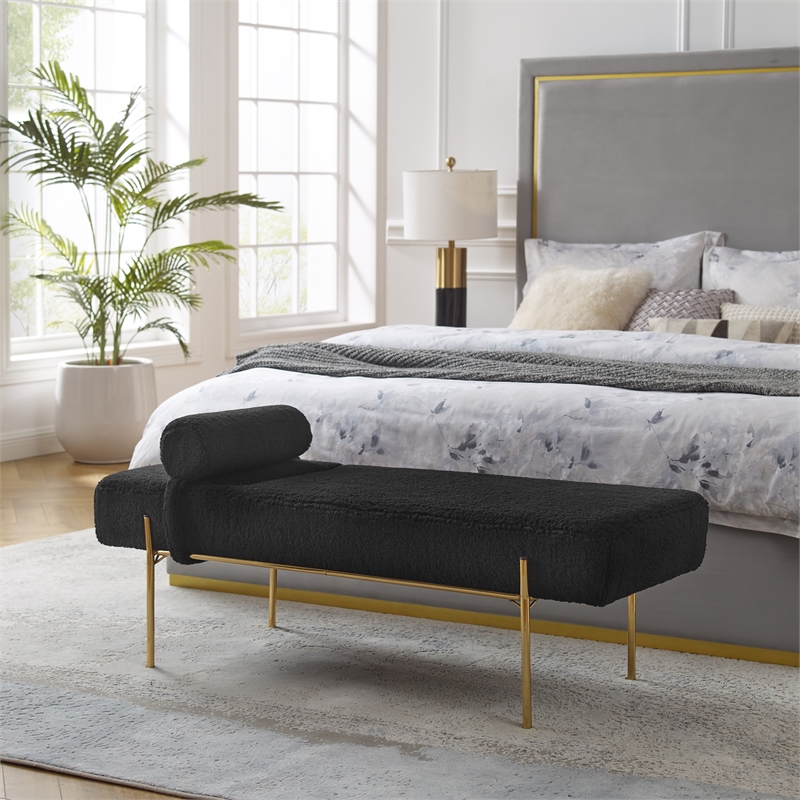 Posh Living Destiney Sherpa Bench Black
