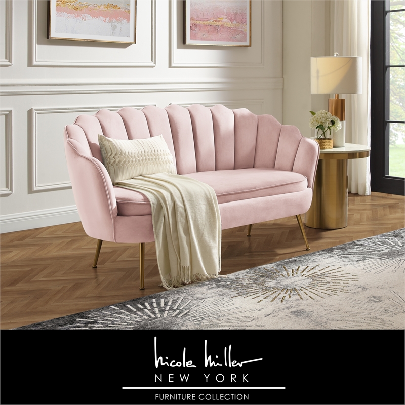 Posh Living Emaline Velvet Loveseat Blush