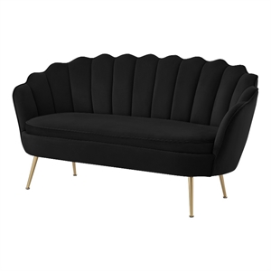 Posh Living Emaline Velvet Loveseat Black