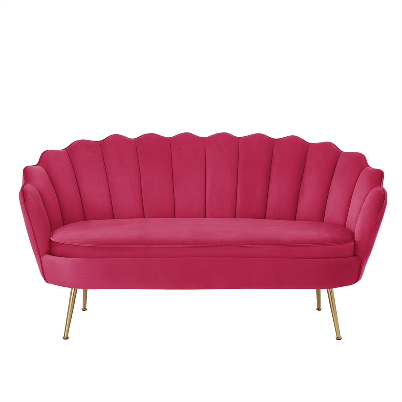 Posh Living Emaline Velvet Loveseat Fuchsia