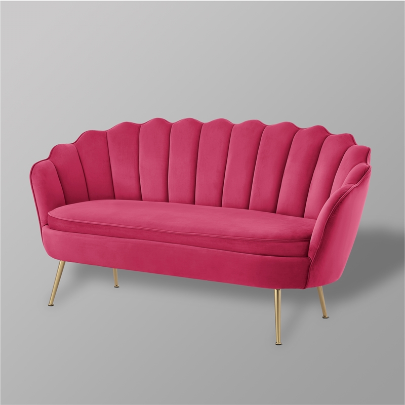 Posh Living Emaline Velvet Loveseat Fuchsia