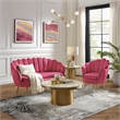 Posh Living Emaline Velvet Loveseat Fuchsia