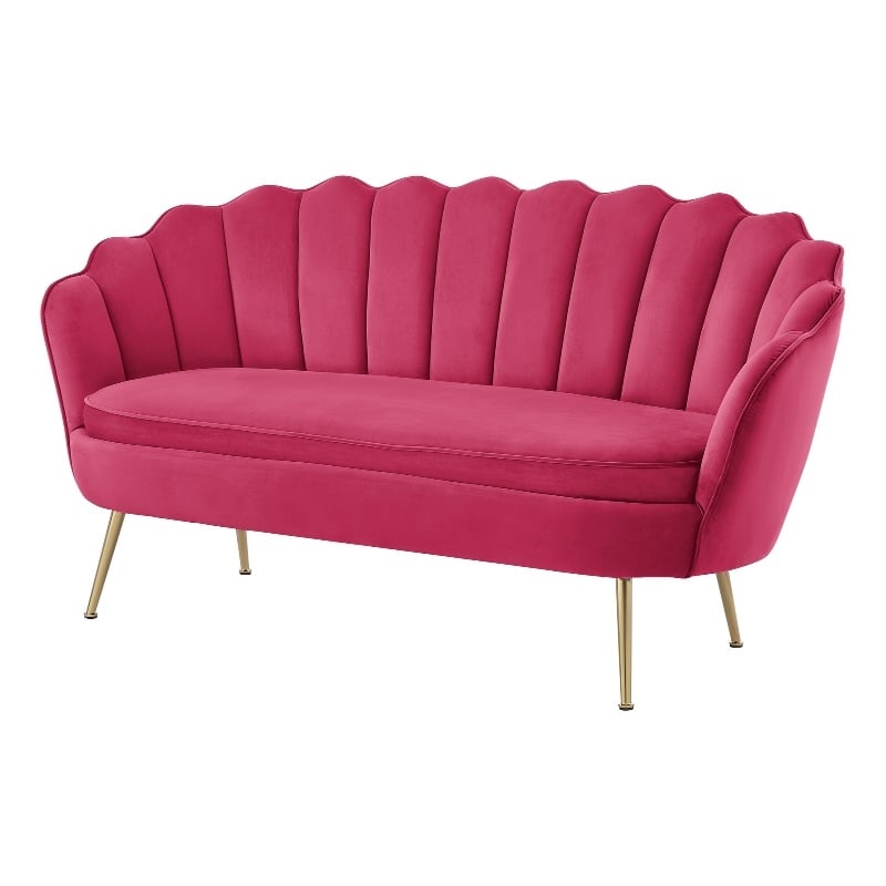 Posh Living Emaline Velvet Loveseat Fuchsia