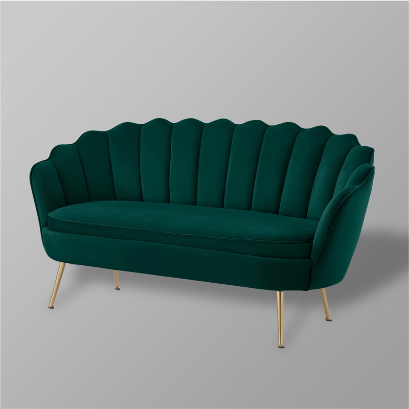 Posh Living Emaline Velvet Loveseat Hunter Green