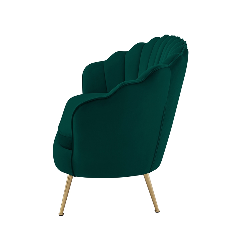 Posh Living Emaline Velvet Loveseat Hunter Green