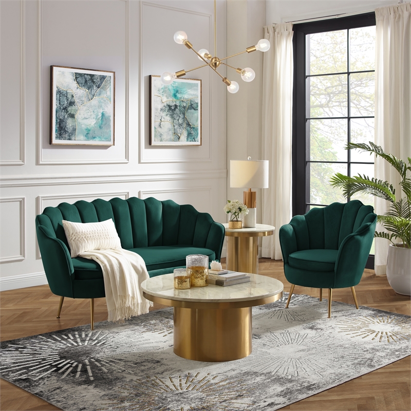 Posh Living Emaline Velvet Loveseat Hunter Green