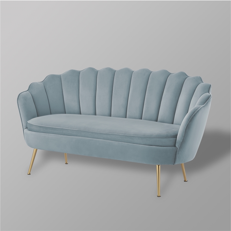 Posh Living Emaline Velvet Loveseat Light Blue