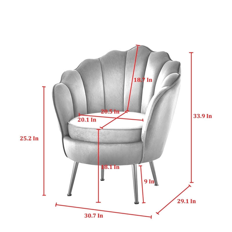 Posh Living Emaline Velvet Accent Chair Light Blue