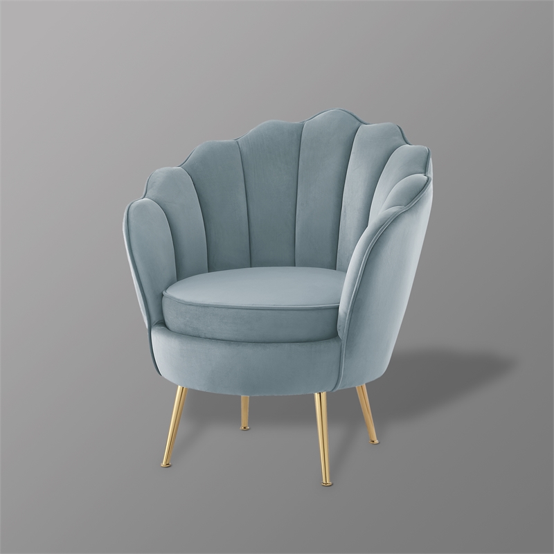 Posh Living Emaline Velvet Accent Chair Light Blue