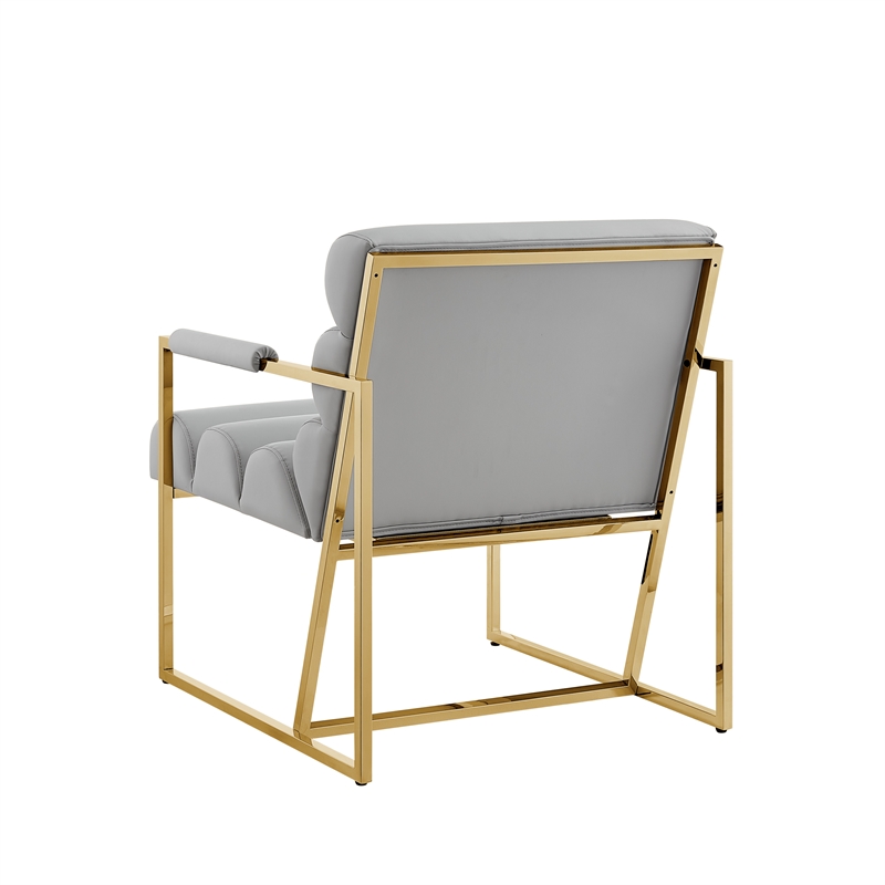 Posh Living Makynlee PU Leather Accent Chair Grey/Gold