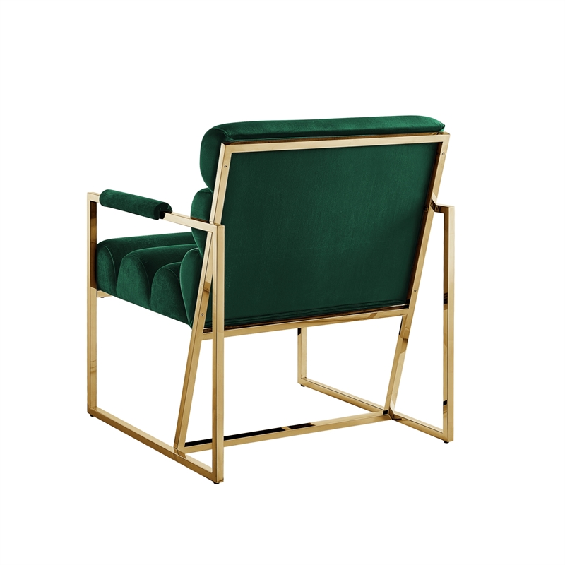 Posh Living Makynlee Velvet Accent Chair Hunter Green/Gold