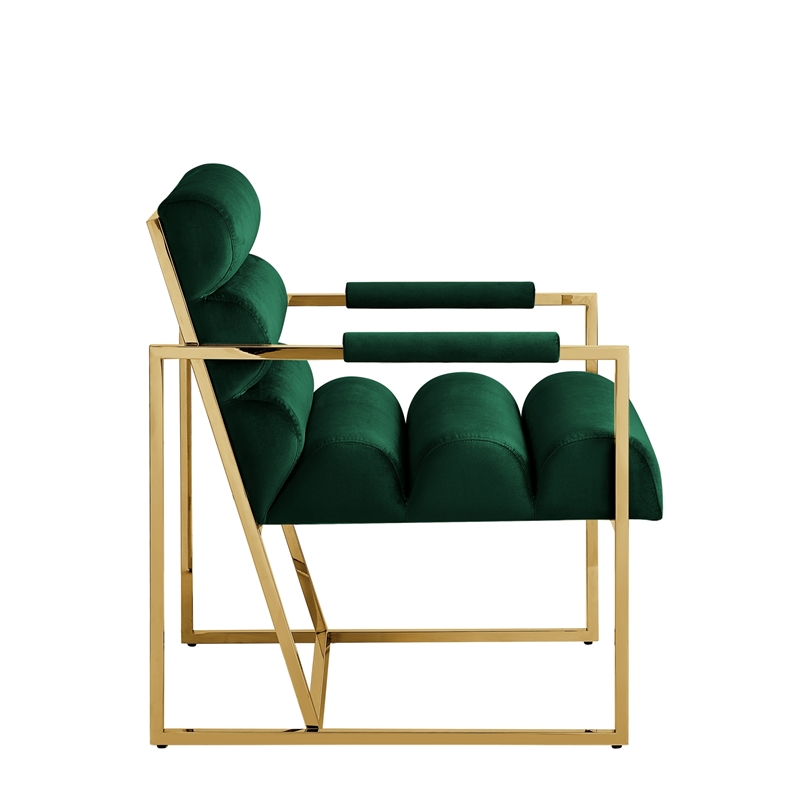 Posh Living Makynlee Velvet Accent Chair Hunter Green/Gold