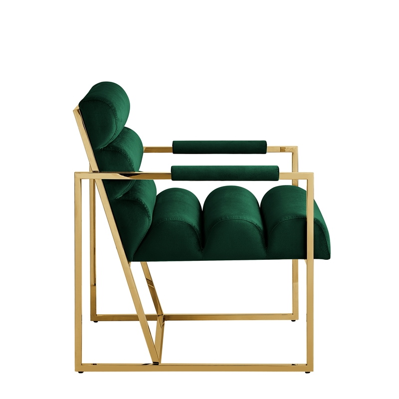 Posh Living Makynlee Velvet Accent Chair Hunter Green/Gold
