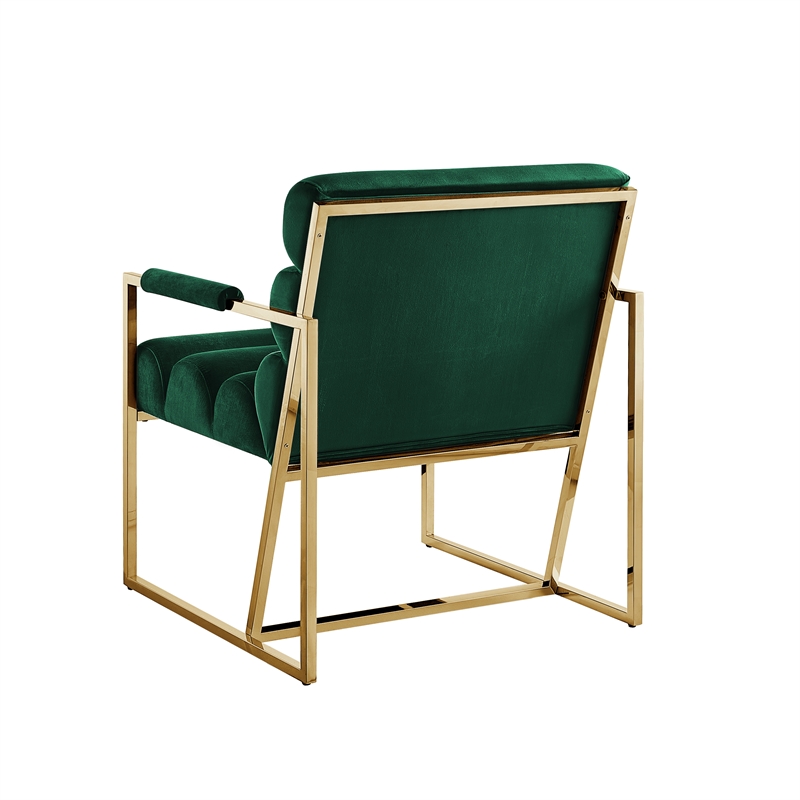 Posh Living Makynlee Velvet Accent Chair Hunter Green/Gold