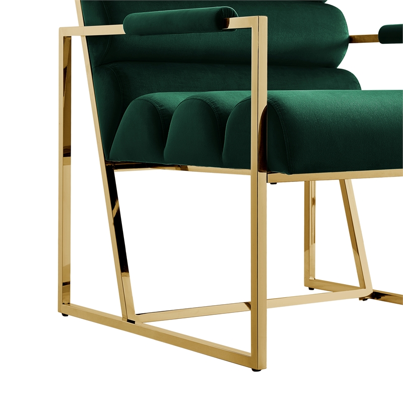 Posh Living Makynlee Velvet Accent Chair Hunter Green/Gold