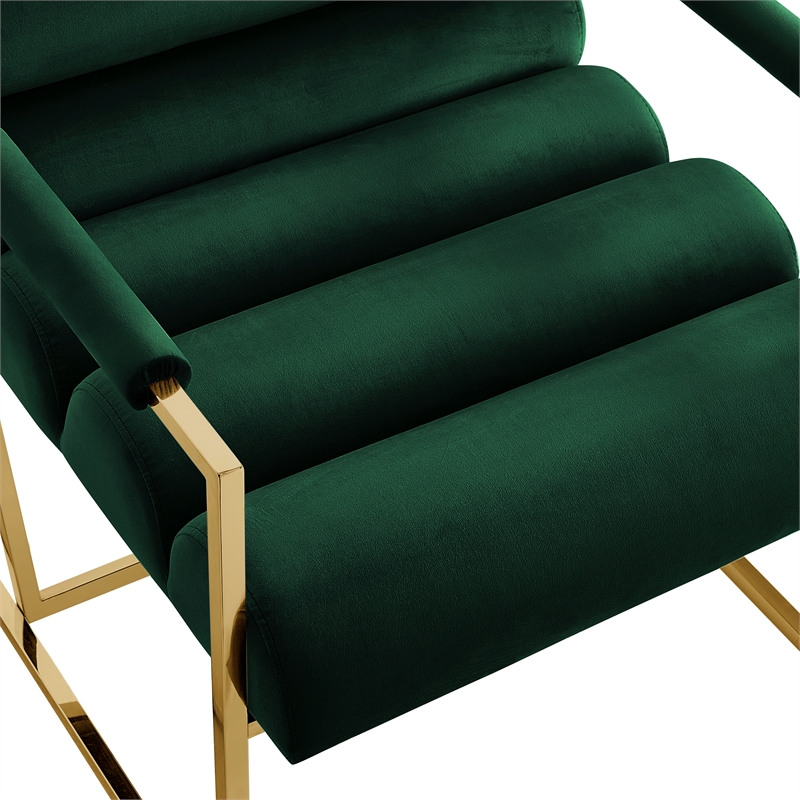 Posh Living Makynlee Velvet Accent Chair Hunter Green/Gold