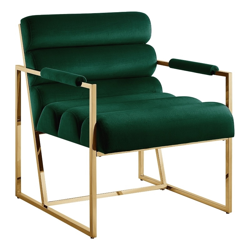 Posh Living Makynlee Velvet Accent Chair Hunter Green/Gold