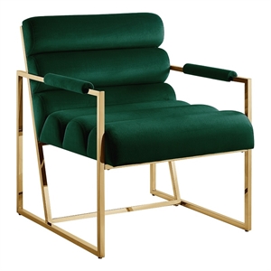 Posh Living Makynlee Velvet Accent Chair Hunter Green/Gold