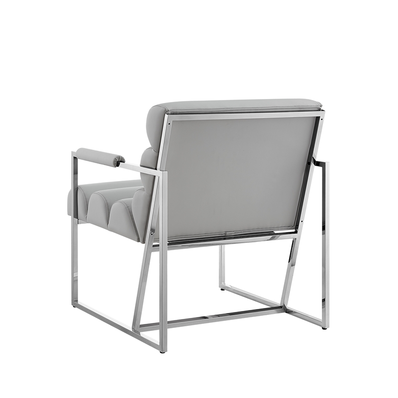 Posh Living Makynlee PU Leather Accent Chair Grey/Chrome