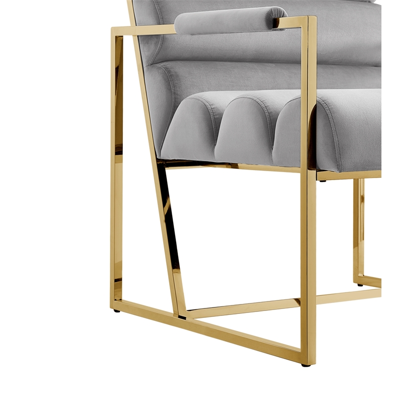 Posh Living Makynlee Velvet Settee Loveseat Grey/Gold