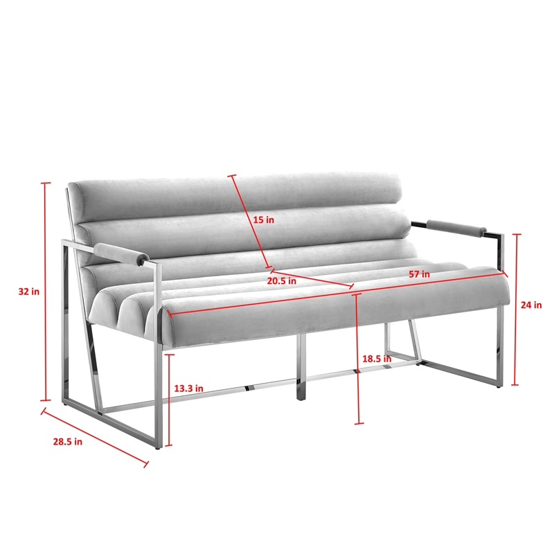 Posh Living Makynlee Velvet Settee Loveseat Black/Chrome