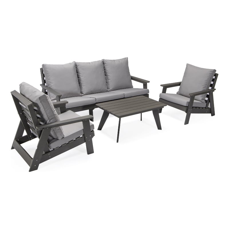 Posh Living Safia  Outdoor 4pc Seating Group Dark Grey