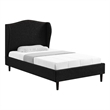 Posh Living Linen & Solid Wood Platform Bed Twin XL Size in Gray/Charcoal