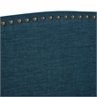 Posh Living Adelyne Linen & Solid Wood Platform Bed Queen Size in Navy Blue