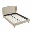 Posh Living Adelyne Linen & Brown Platform Bed Queen Size in Brown/Beige